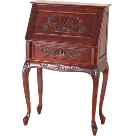 Fixturesfirst Small Carved Secretary Desk with Fold Out Front FI2997107